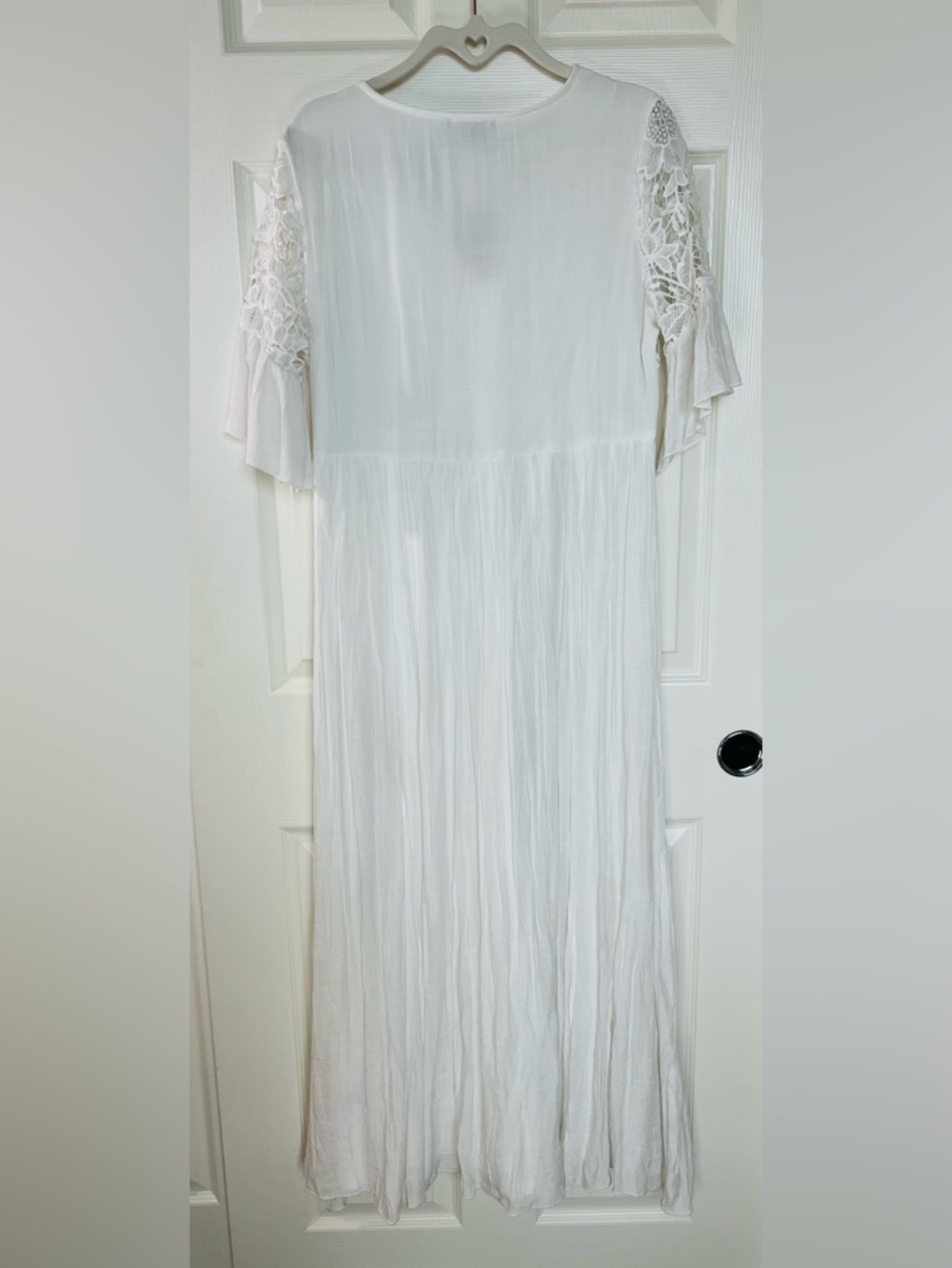 J Gee Elegant White Lace Empire-Waist Boho Maxi Dress Size Medium - Picture 4 of 14